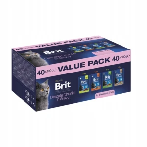 Karma Mokra Dla Kota Sterylizowanego Brit 40x100g Mix fileciki w sosie